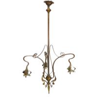 An Art Nouveau Chandelier Retaining the Original Vaseline Shades - Thumbnail 3