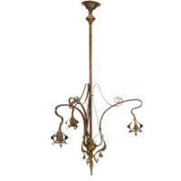 An Art Nouveau Chandelier Retaining the Original Vaseline Shades - Thumbnail 4