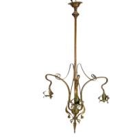 An Art Nouveau Chandelier Retaining the Original Vaseline Shades - Thumbnail 5