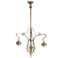 An Art Nouveau Chandelier Retaining the Original Vaseline Shades - Thumbnail 6