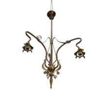 An Art Nouveau Chandelier Retaining the Original Vaseline Shades - Thumbnail 11