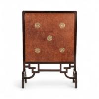 An Anglo-Japanese Fire Screen with Embossed Leather Designs by E. W. Godwin