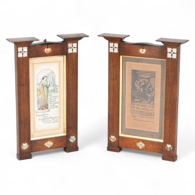 Herbert Davis Richter, Pair of Arts & Crafts Oak Pictures in the Original Frames