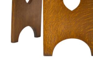 Liberty & Co., A Scarce Pair of Well Designed Arts & Crafts Oak Side Tables with Plank Sides - Thumbnail 8