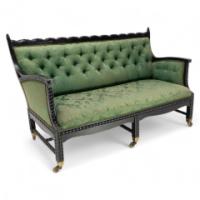 Philip Webb for Morris & Co., An Aesthetic Movement Ebonized Bobbin Turned Settee - Thumbnail 1