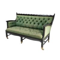 Philip Webb for Morris & Co., An Aesthetic Movement Ebonized Bobbin Turned Settee - Thumbnail 4
