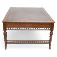 Alfred Waterhouse (style Of). A Gothic Revival Oak Partners Desk with Two Drawers Each Side - Thumbnail 3