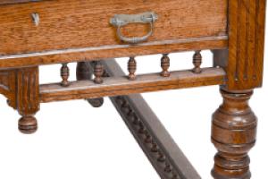 Alfred Waterhouse (style Of). A Gothic Revival Oak Partners Desk with Two Drawers Each Side - Thumbnail 8