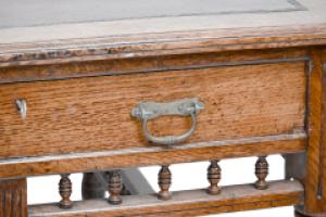 Alfred Waterhouse (style Of). A Gothic Revival Oak Partners Desk with Two Drawers Each Side - Thumbnail 14