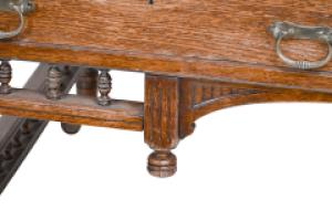 Alfred Waterhouse (style Of). A Gothic Revival Oak Partners Desk with Two Drawers Each Side - Thumbnail 15