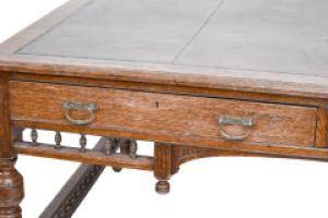 Alfred Waterhouse (style Of). A Gothic Revival Oak Partners Desk with Two Drawers Each Side - Thumbnail 9