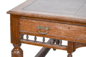 Alfred Waterhouse (style Of). A Gothic Revival Oak Partners Desk with Two Drawers Each Side - Thumbnail 17