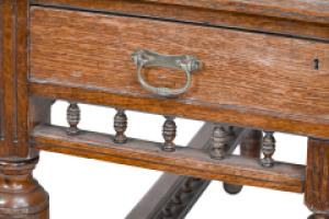 Alfred Waterhouse (style Of). A Gothic Revival Oak Partners Desk with Two Drawers Each Side - Thumbnail 10