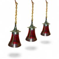 A Good Set of Three Arts & Crafts Hand Hammered Conical Shaped Ceiling Lights - Thumbnail 1