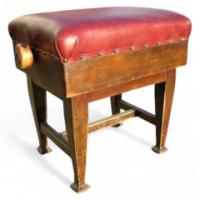 A Pair of Arts and Crafts Adjustable Walnut Piano Stools.