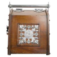 Dr. C. Dresser, attributed. Aesthetic Movement Walnut Coal Scuttle with Stylized Mounts - Thumbnail 4