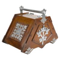 Dr. C. Dresser, attributed. Aesthetic Movement Walnut Coal Scuttle with Stylized Mounts - Thumbnail 6