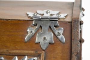 Dr. C. Dresser, attributed. Aesthetic Movement Walnut Coal Scuttle with Stylized Mounts - Thumbnail 8