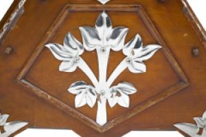 Dr. C. Dresser, attributed. Aesthetic Movement Walnut Coal Scuttle with Stylized Mounts - Thumbnail 23