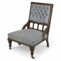 John Pollard Seddon, attributed. Probably for C. Seddon a Gothic Revival Nursing Chair