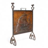 John Pearson, attributed. For Liberty & Co., An Arts & Crafts Wrought Iron & Copper Firescreen