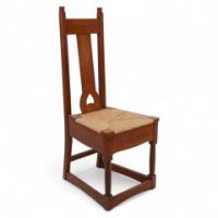 Shapland & Petter, Baillie Scott Style Of, Arts & Crafts Oak Rush Seated Chair