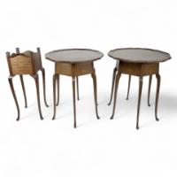 W. J. Neatby a Pair of Arts & Crafts Mahogany Side Tables with Inlaid Floral Tops - Thumbnail 1