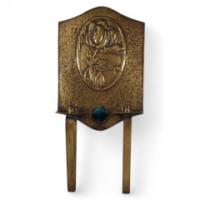 Margaret Gilmour Arts & Crafts Brass Wall Sconce with Stylized Floral Decoration - Thumbnail 1
