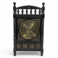 Lewis F Day, Howell, James & Sons Aesthetic Movement Ebonised & Polychrome Clock