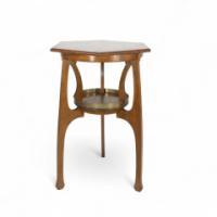 Gustave Serrurier-Bovy Style, an Oak Secessionist Side Table with Octagonal Top