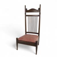 E. W. Godwin, Style of. Aesthetic Movement Oak High Back Low Seat Chair