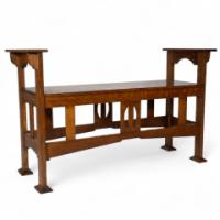 Shapland & Petter. A Good Arts & Crafts Oak Double Piano Stool or Window Seat - Thumbnail 1