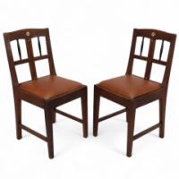 Pair of Vienna Secession Oak Side Chairs with Ebonised Spindles c.1900