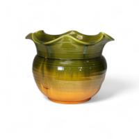 Bretby. A Large English Arts & Crafts Planter with Green Fading to Yellow Body