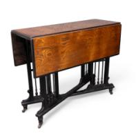 Aesthetic Movement Scissor Action Drop Leaf Side Table Made From Hungarian Ash