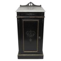 Heal & Son Aesthetic Movement Ebonized & Gilt Bedside Cupboard With Marble Top - Thumbnail 1