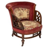 E. W. Godwin, attributed. An Anglo-Japanese Circular Armchair with Fan Shaped Arms