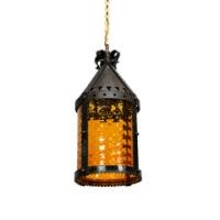 A Large Arts & Crafts Iron Lantern Retaining the Original Dappled Amber Shade - Thumbnail 1