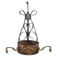 M. H. Baillie Scott, an Arts & Crafts Handmade Copper & Wrought Iron Ceiling Light