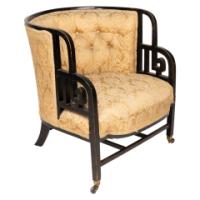 E. W. Godwin, attributed. An Anglo-Japanese Ebonized Walnut Lounge Chair