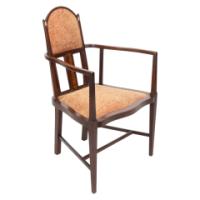 G. M. Ellwood for J. S. Henry. Arts & Crafts Armchair with Mother-of-pearl Inlays