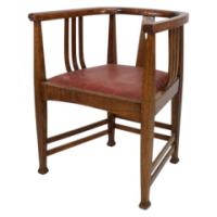 E. A. Taylor, attributed. A Good Arts & Crafts Oak Tub Chair