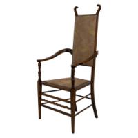 J. S. Henry Arts & Craft Walnut Armchair with Period Stylised Floral Fabric - Thumbnail 1