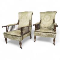George Jack for Morris & Co., A Pair of Mahogany Saville Armchairs - Thumbnail 1