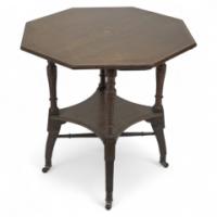 Jas Shoolbred. An Aesthetic Movement Octagonal Rosewood & Inlaid Side Table - Thumbnail 1