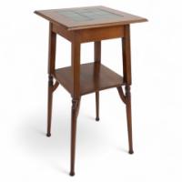 Shapland & Petter. An Arts & Crafts Green Tile Top Plant Stand or Side Table - Thumbnail 1