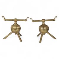 Dr C. Dresser Attributed for Benham & Froud Pair of Brass Fire Dogs