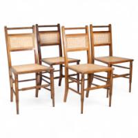 E. W. Godwin, attributed. A Set of Four Anglo-Japanese Cane Seat Chairs