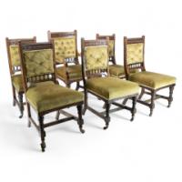 Charles Bevan, attributed. A Set of Six Gothic Revival Oak Dining Chairs