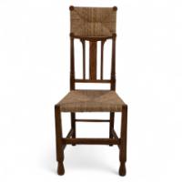 Goodyers of Regent St. George Walton (style Of). An Arts & Crafts Inlaid Rush Seat & Back Chair